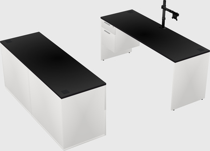 Parallel desk with credenza