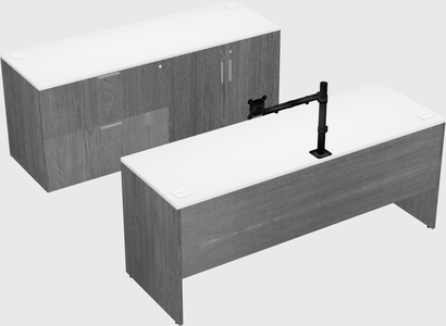 Parallel desk with credenza