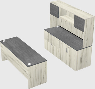 Parallel desk with credenza