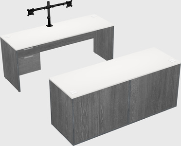 Parallel desk with credenza