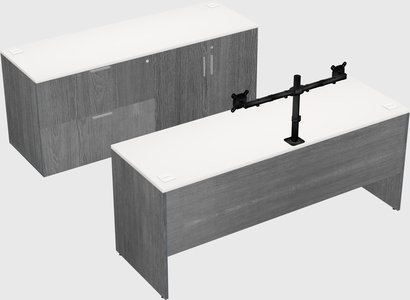 Parallel desk with credenza