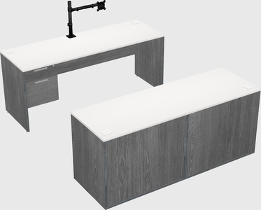 Parallel desk with credenza