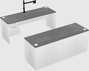 Parallel desk with credenza