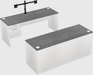 Parallel desk with credenza
