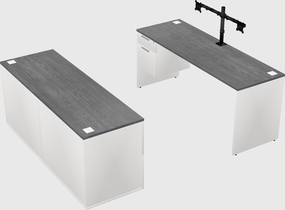 Parallel desk with credenza
