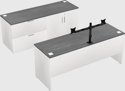 Parallel desk with credenza