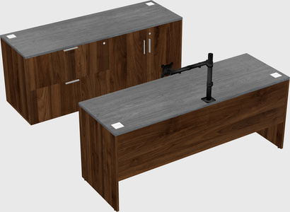 Parallel desk with credenza