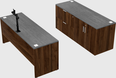 Parallel desk with credenza