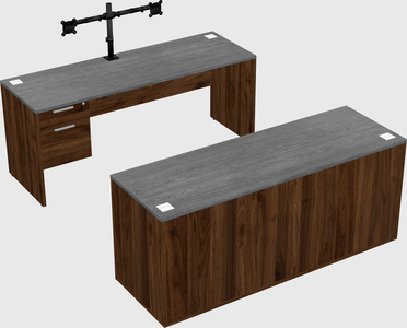 Parallel desk with credenza