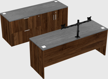 Parallel desk with credenza
