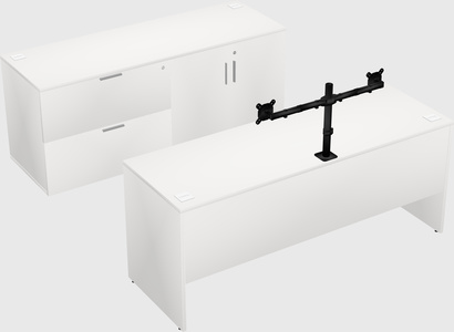 Parallel desk with credenza