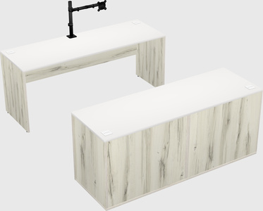 Parallel desk with credenza