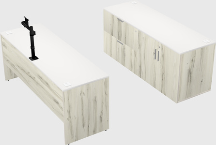 Parallel desk with credenza