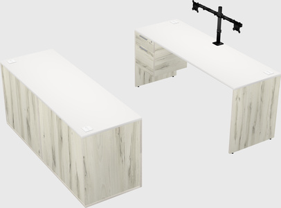 Parallel desk with credenza