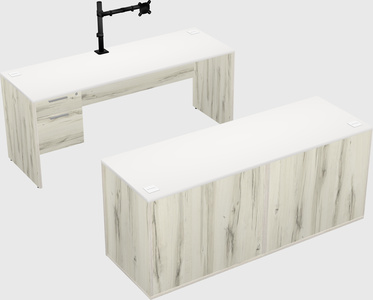 Parallel desk with credenza