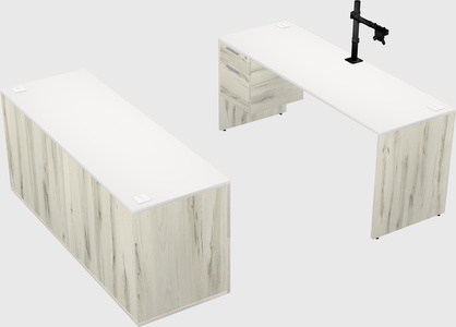 Parallel desk with credenza