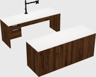 Parallel desk with credenza