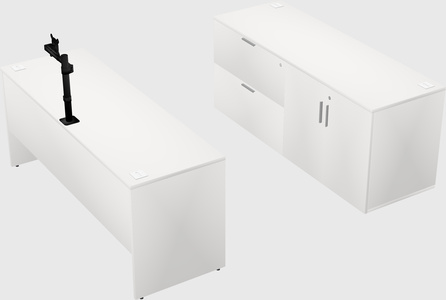 Parallel desk with credenza