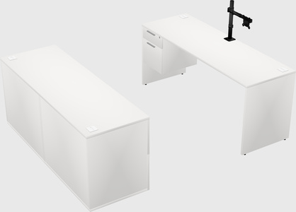 Parallel desk with credenza