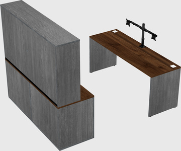 Parallel desk with credenza