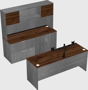 Parallel desk with credenza