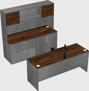 Parallel desk with credenza