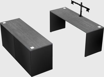 Parallel desk with credenza