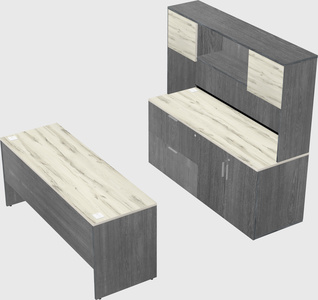 Parallel desk with credenza