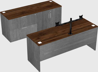Parallel desk with credenza