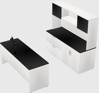 Parallel desk with credenza