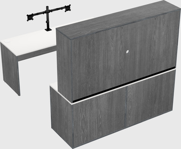 Parallel desk with credenza