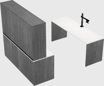 Parallel desk with credenza
