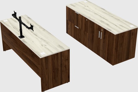 Parallel desk with credenza