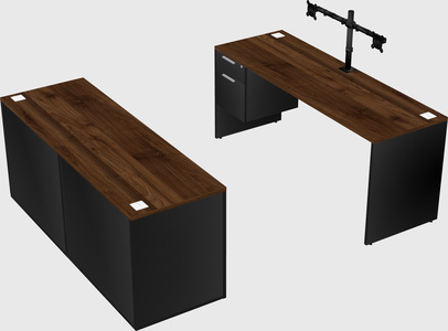 Parallel desk with credenza