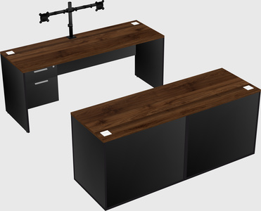 Parallel desk with credenza
