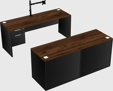 Parallel desk with credenza