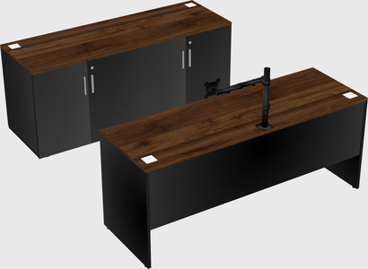 Parallel desk with credenza