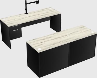 Parallel desk with credenza