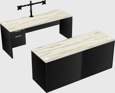 Parallel desk with credenza