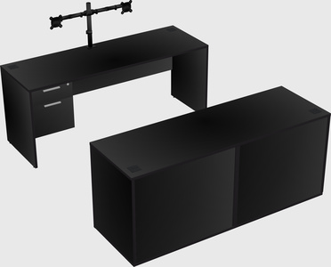 Parallel desk with credenza