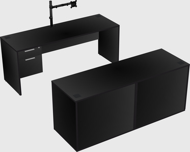 Parallel desk with credenza