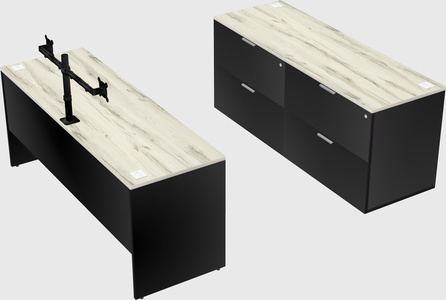 Parallel desk with credenza