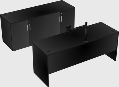 Parallel desk with credenza