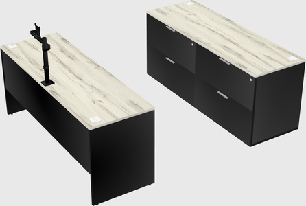 Parallel desk with credenza