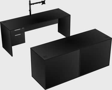 Parallel desk with credenza