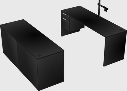 Parallel desk with credenza