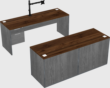 Parallel desk with credenza