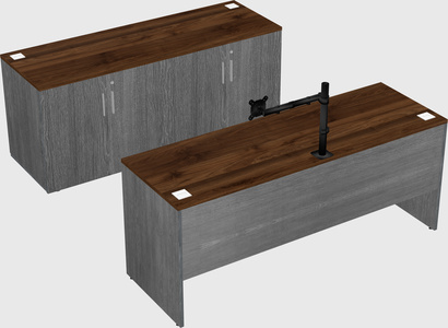 Parallel desk with credenza