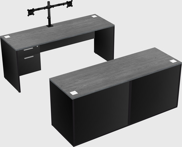 Parallel desk with credenza