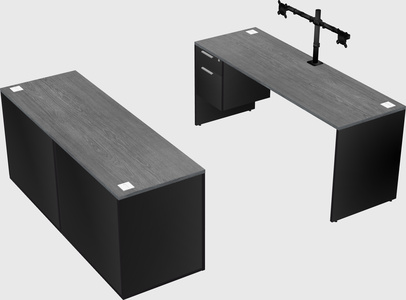 Parallel desk with credenza